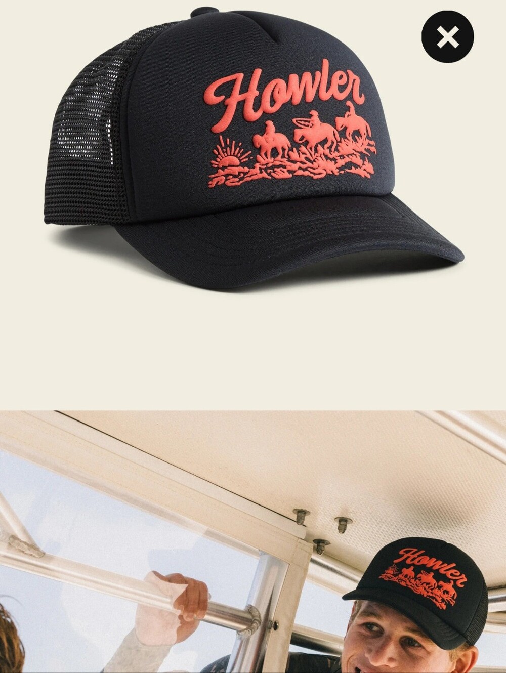 Howler Bros Posse Foam Dome Western Snapback Hat Black Unisex - Picture 7 of 8